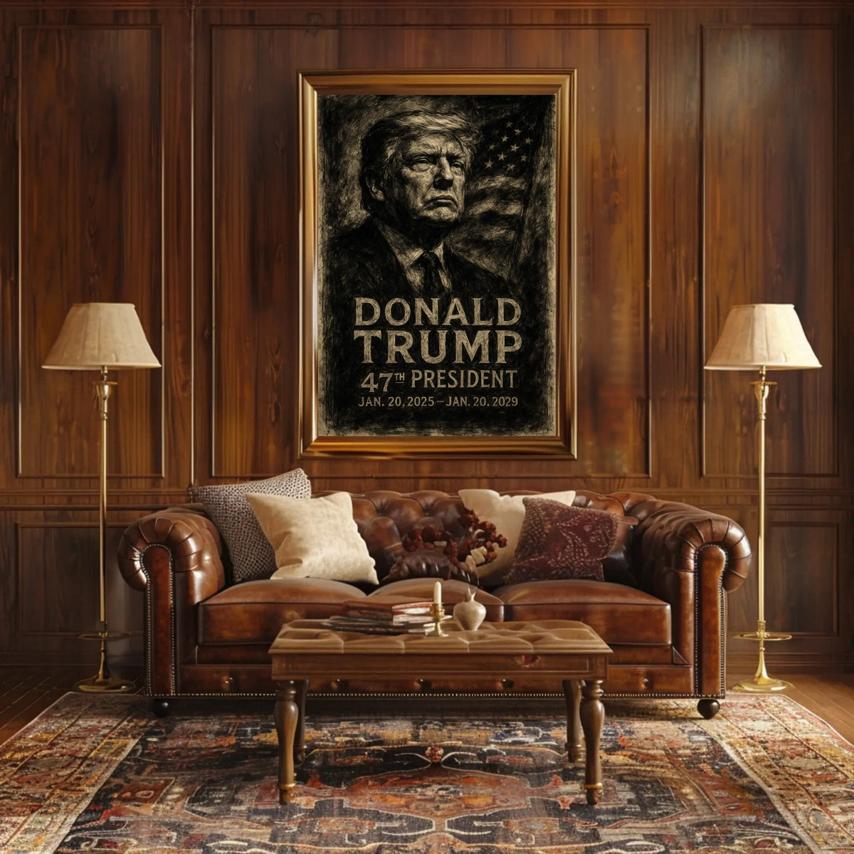 Donald Trump Charcoal Portrait: Historical or Presidential Poster