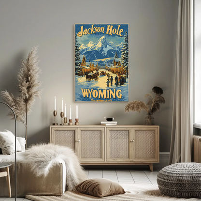 Jackson Hole Wyoming Vintage Poster Winter