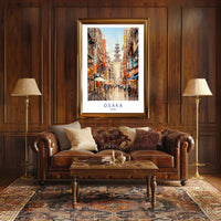 Osaka Rainy Day Vibrant Cityscape Urban or Cityscape Poster PosterGoat