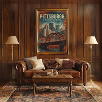 Pittsburgh Vintage Cityscape Retro Poster