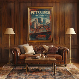 Pittsburgh Vintage Cityscape Retro Poster