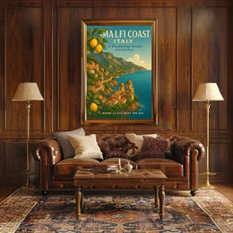 Amalfi Coast Vintage Travel Poster: Italian Scenic Beauty