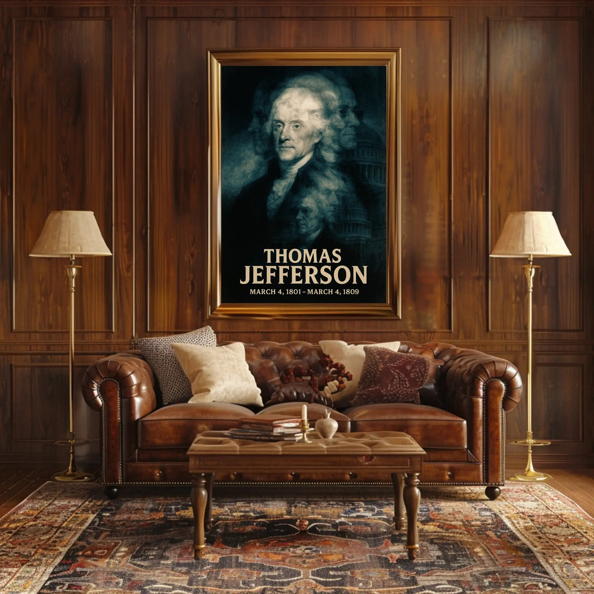 Thomas Jefferson 3rd President of the United States Double Exposure Poster