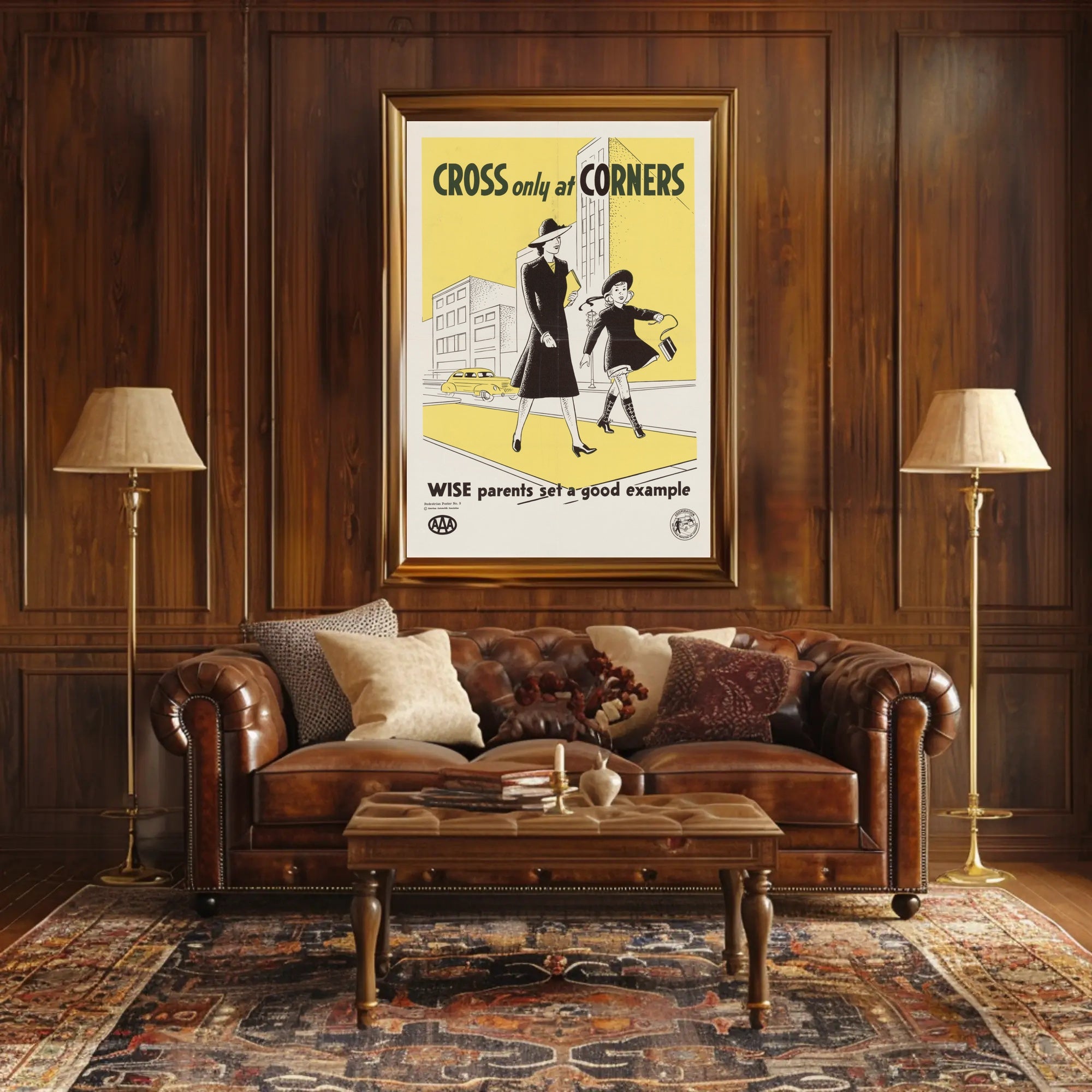 Pedestrian Safety Vintage Poster Mid-Century Educational or Infographic Poster PosterGoat