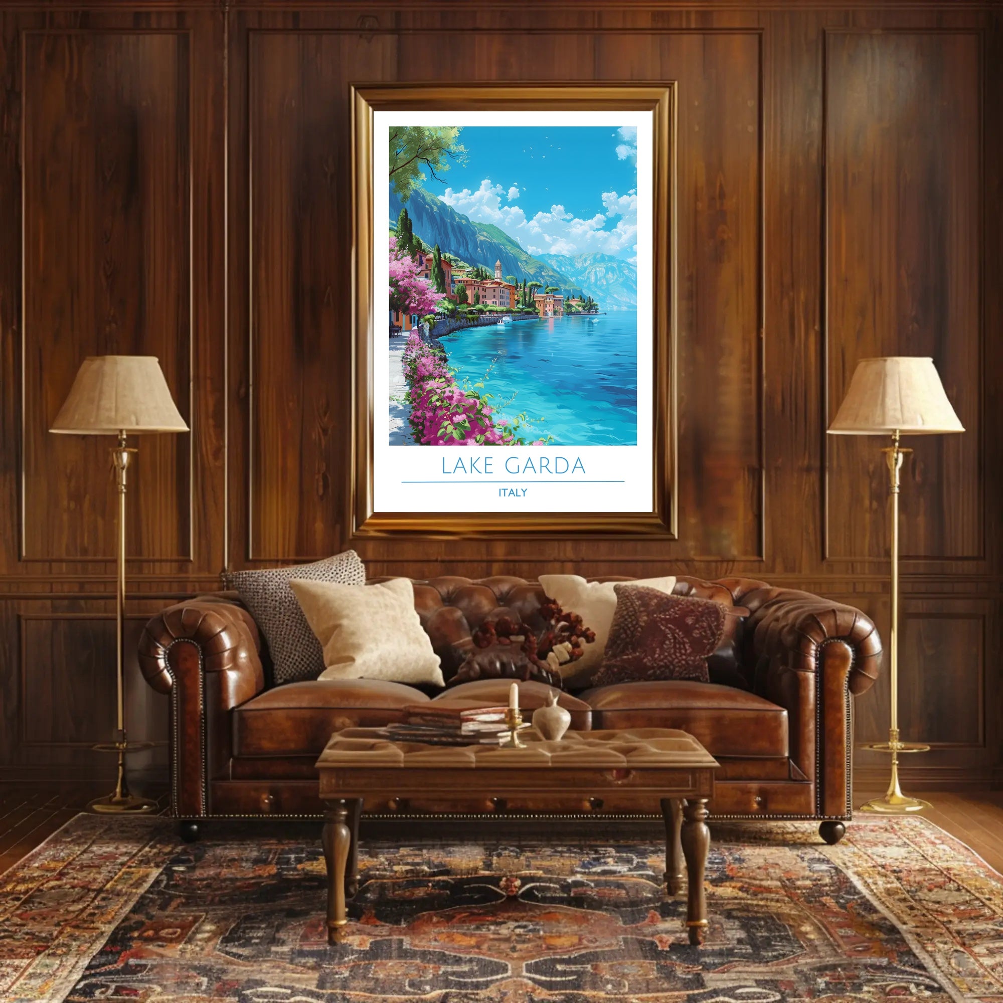 Lake Garda Vibrant View Italian Travel Poster