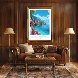 Lake Garda Vibrant View Italian Travel Poster