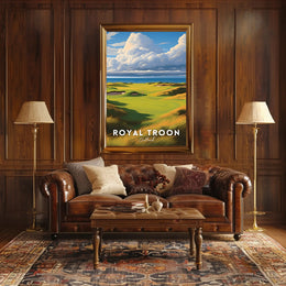 Scottish Coastal Golf Course Scene Sports Poster
