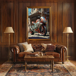 Urban Motorcycle Art Poster PosterGoat