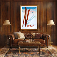 Norwegian Winter Ski Adventure Vintage Travel Poster PosterGoat
