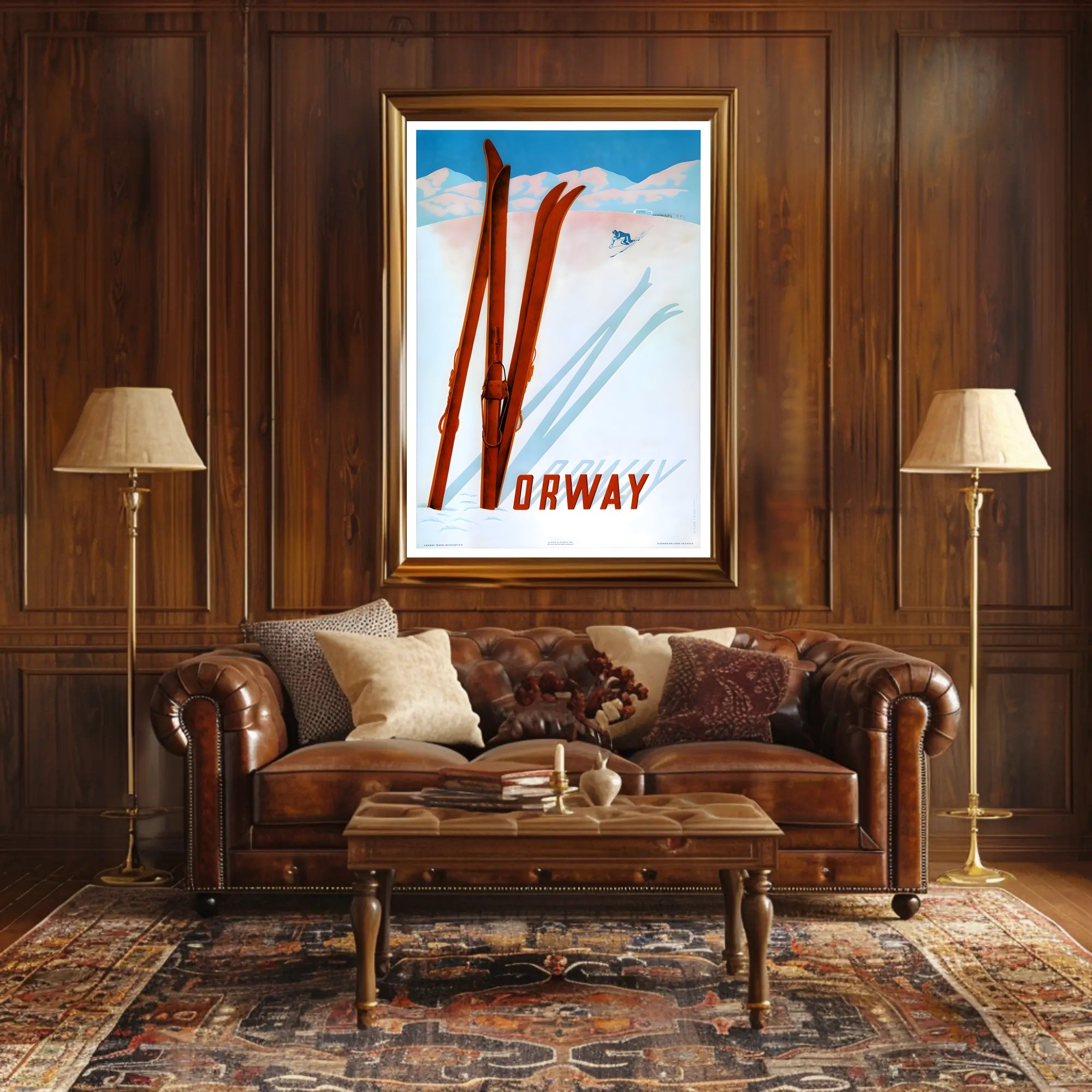 Norwegian Winter Ski Adventure Vintage Travel Poster PosterGoat