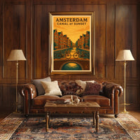 Amsterdam Canal at Sunset Poster