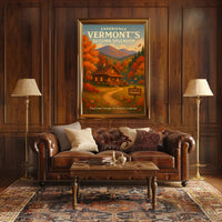 Vermont Autumn Splendor Vintage Travel Poster