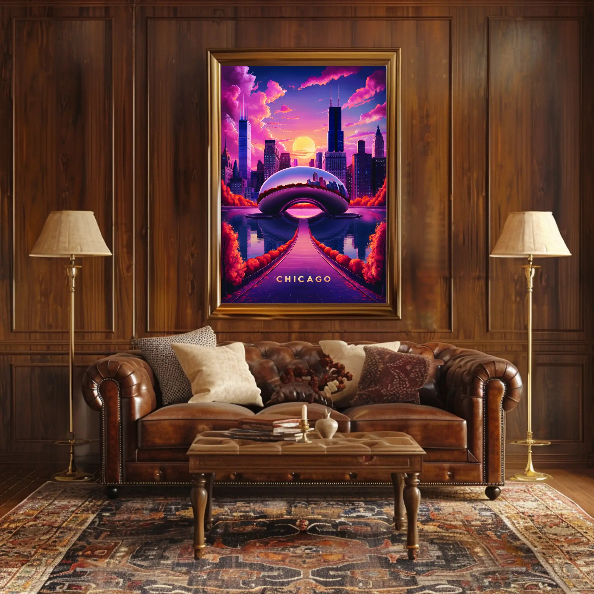 Dreamy Chicago Sunset Poster