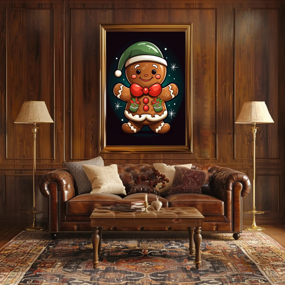 Cheerful Gingerbread Elf Holiday Poster for Christmas