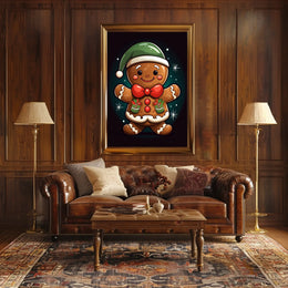 Cheerful Gingerbread Elf Holiday Poster for Christmas
