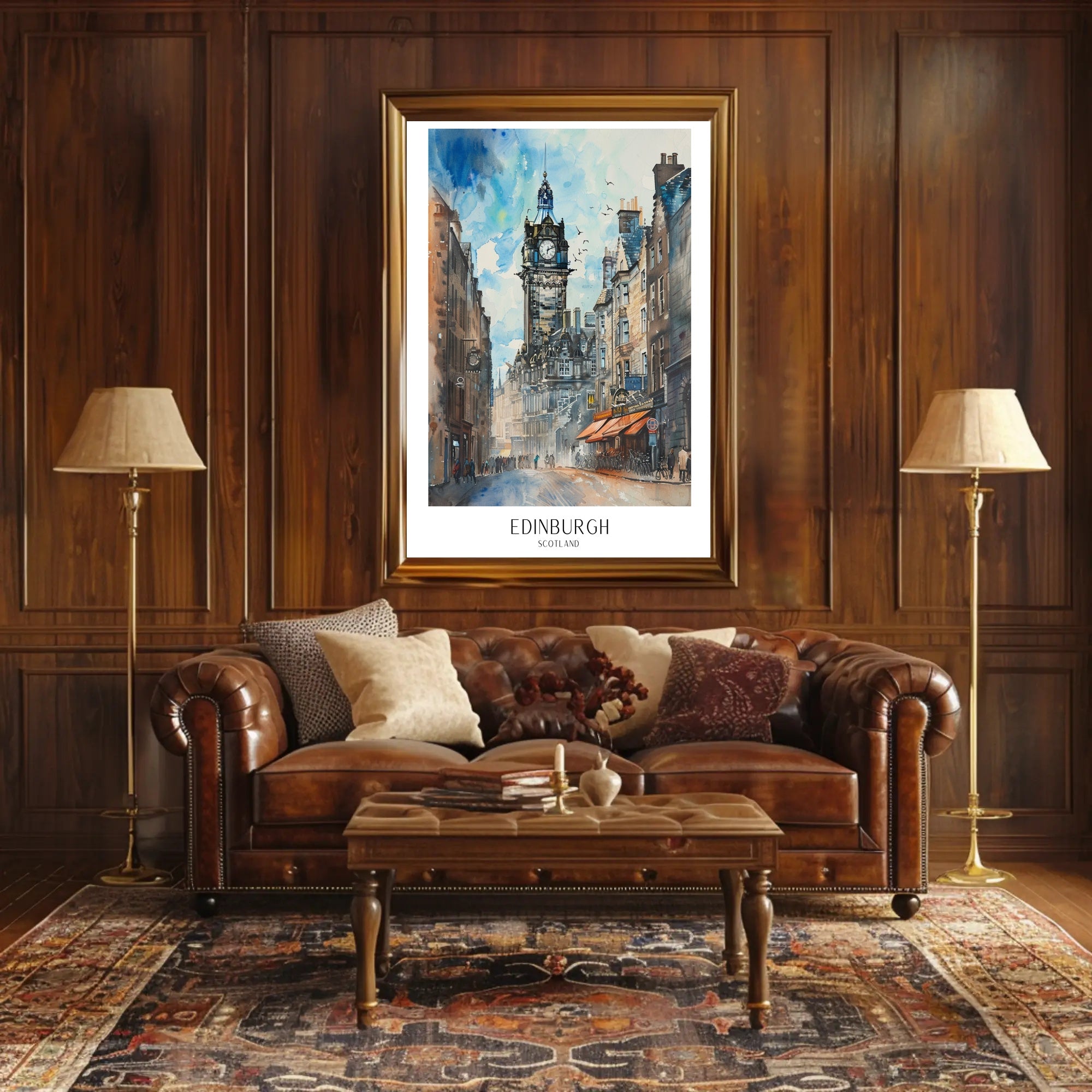 Edinburgh Cityscape Watercolor Art Vibrant Urban Cityscape Poster PosterGoat