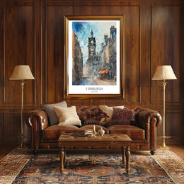 Edinburgh Cityscape Watercolor Art Vibrant Urban Cityscape Poster PosterGoat