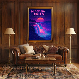 Niagara Falls Vaporwave Retro-futuristic Artistic Poster