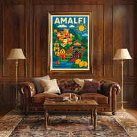 Amalfi Coast Illustration Poster
