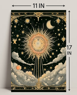 Celestial Sun and Symbols Space or Astronomy Poster