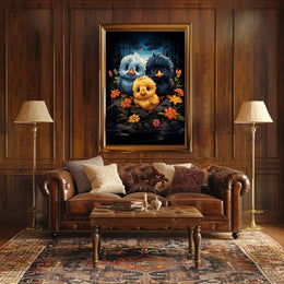 Enchanting Chicks in Mystical Forest Art Poster
