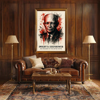 Eisenhower Watercolor Art, Presidential History Poster