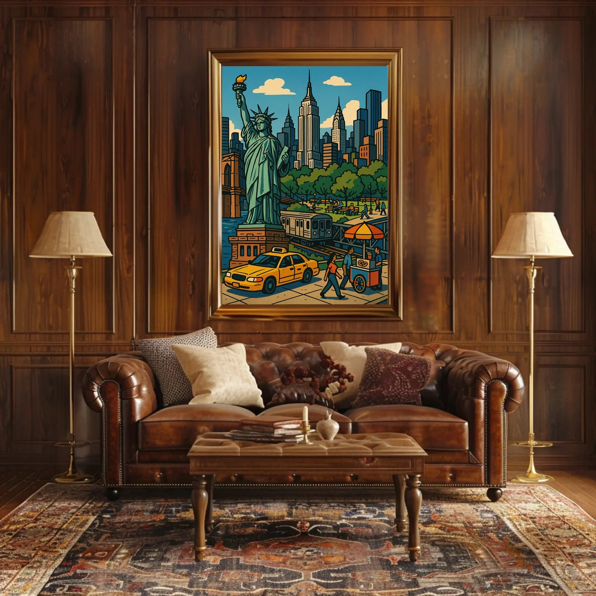 New York City Skyline Poster Vintage Travel Wall Art