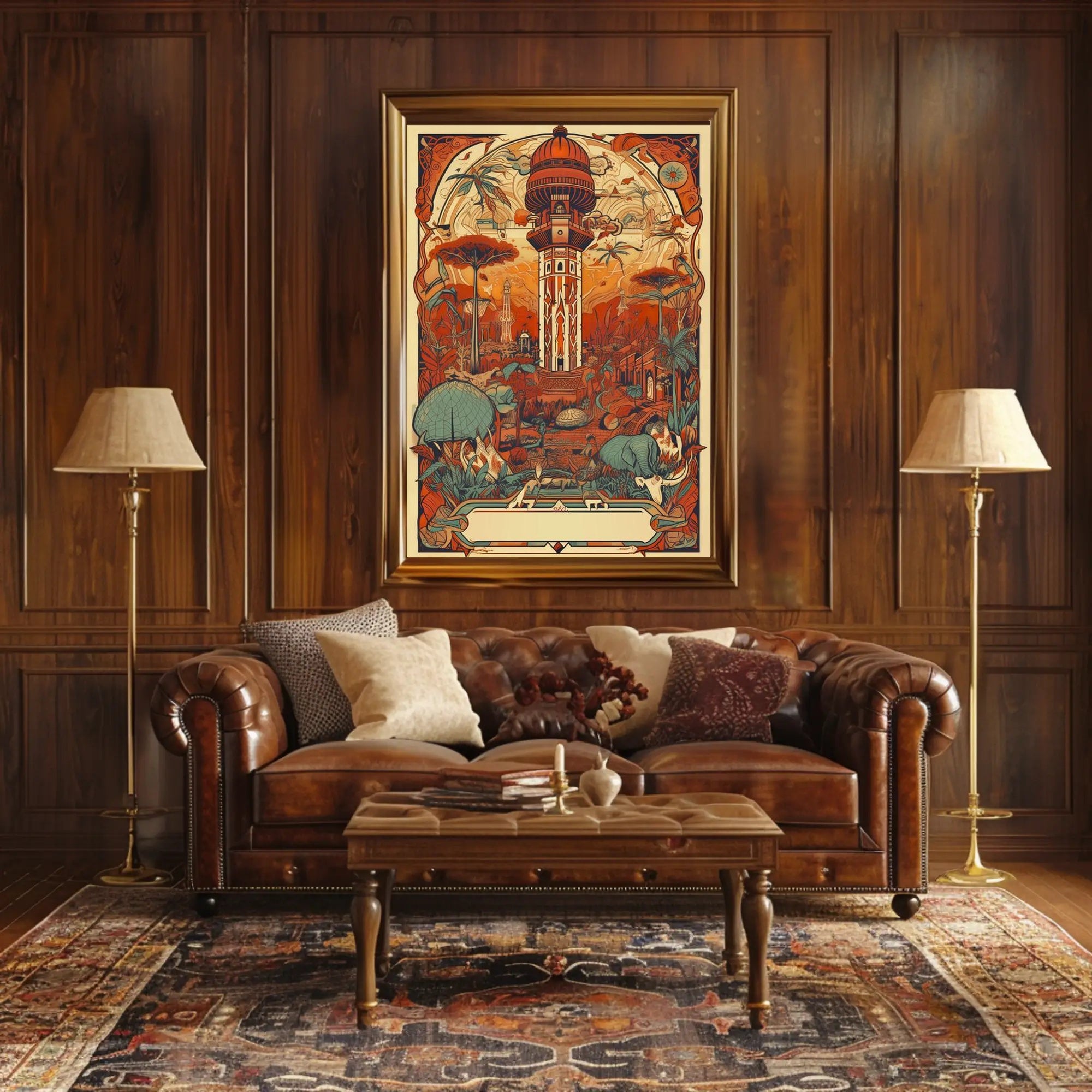 Enchanted Tower: Fantastical Landscape with Ornate Structure Poster