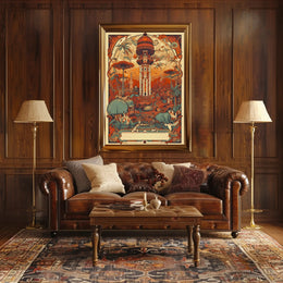 Enchanted Tower: Fantastical Landscape with Ornate Structure Poster