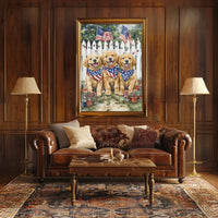 Charming Trio Of Golden Retriever Puppies Wall Art Poster