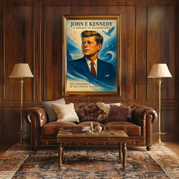 John F. Kennedy Inspirational Vintage Art Poster