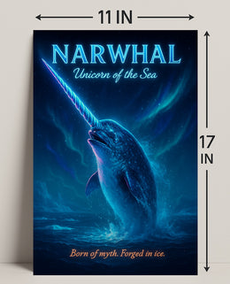 Mystical Narwhal Night Fantasy or Mythology Poster