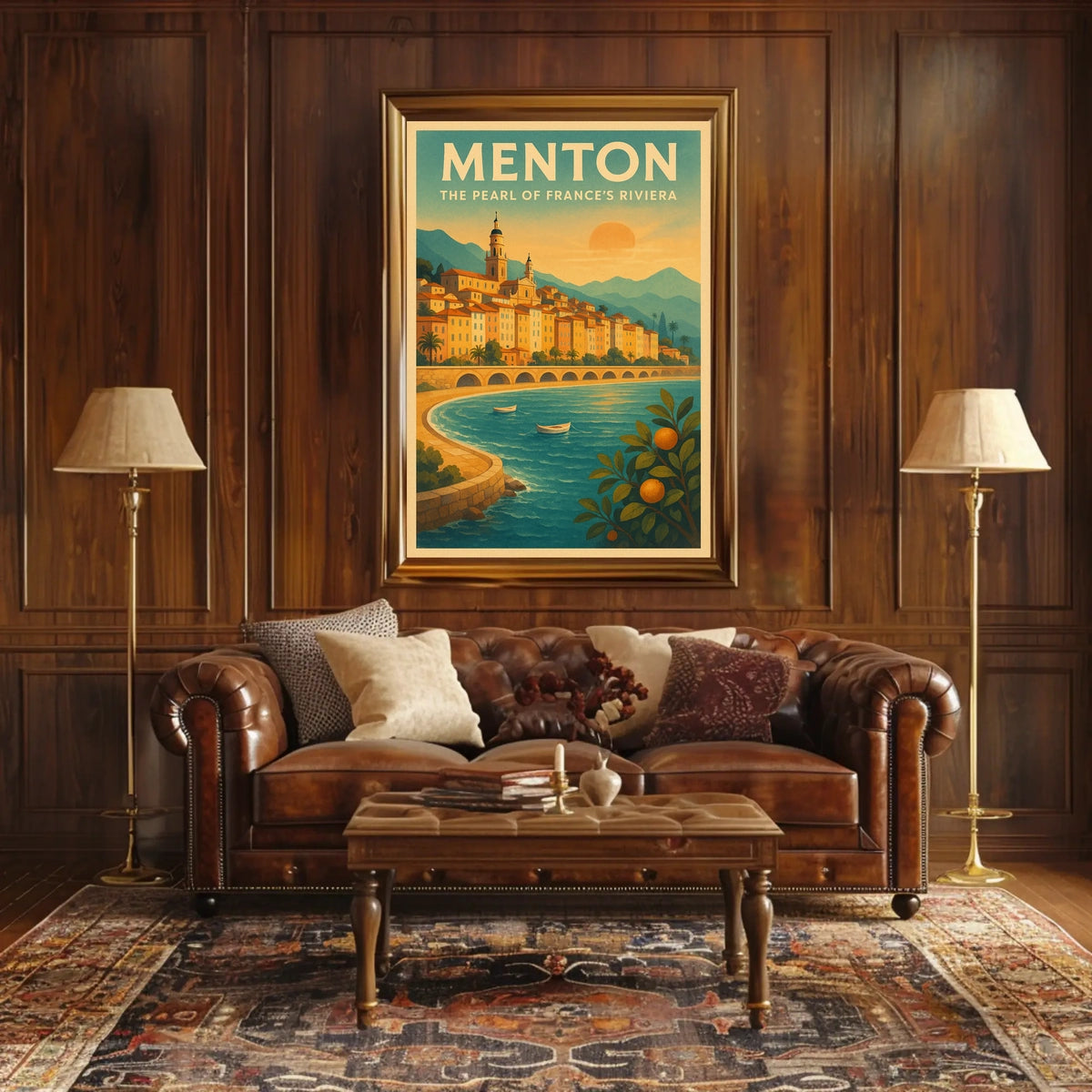 Menton Riviera Vintage Travel Poster: Coastal Elegance