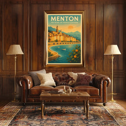 Menton Riviera Vintage Travel Poster: Coastal Elegance