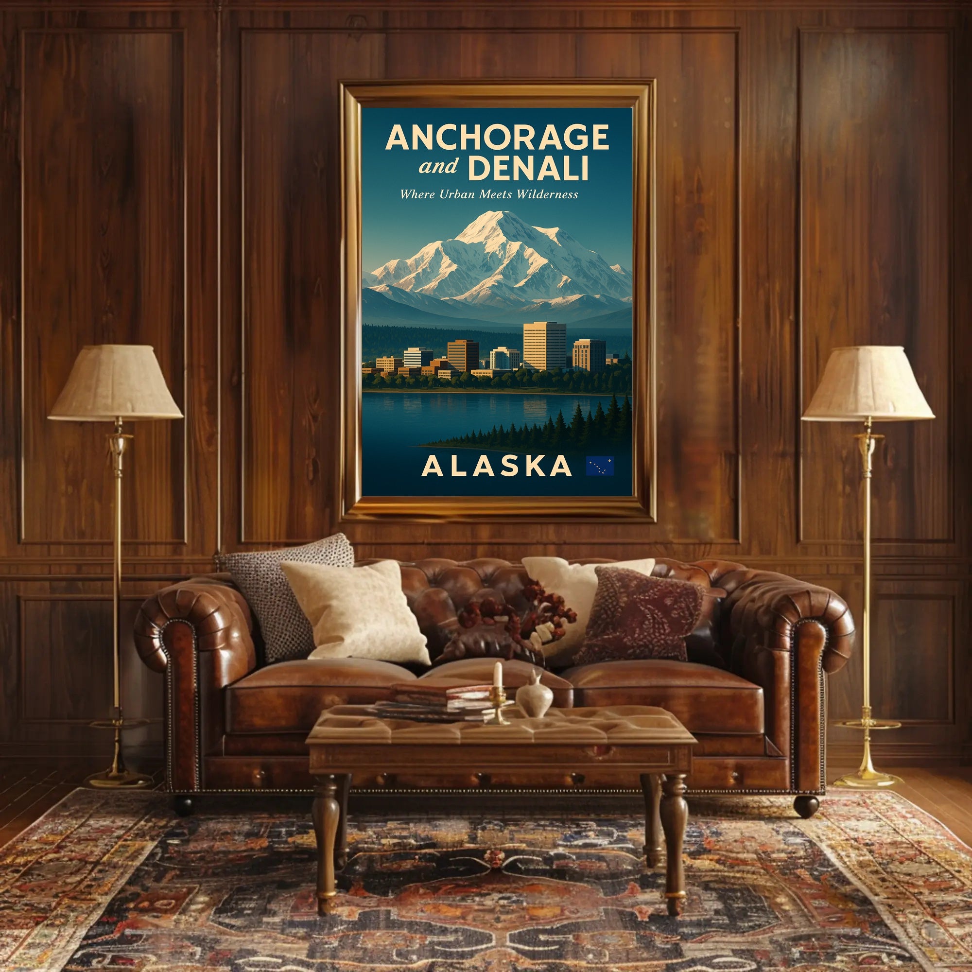 Anchorage and Denali Harmony Vintage Travel Poster PosterGoat