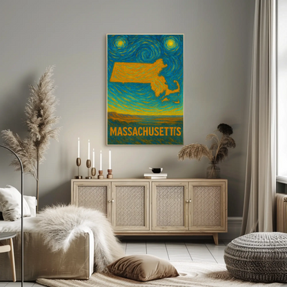 Massachusetts Starry Night Poster