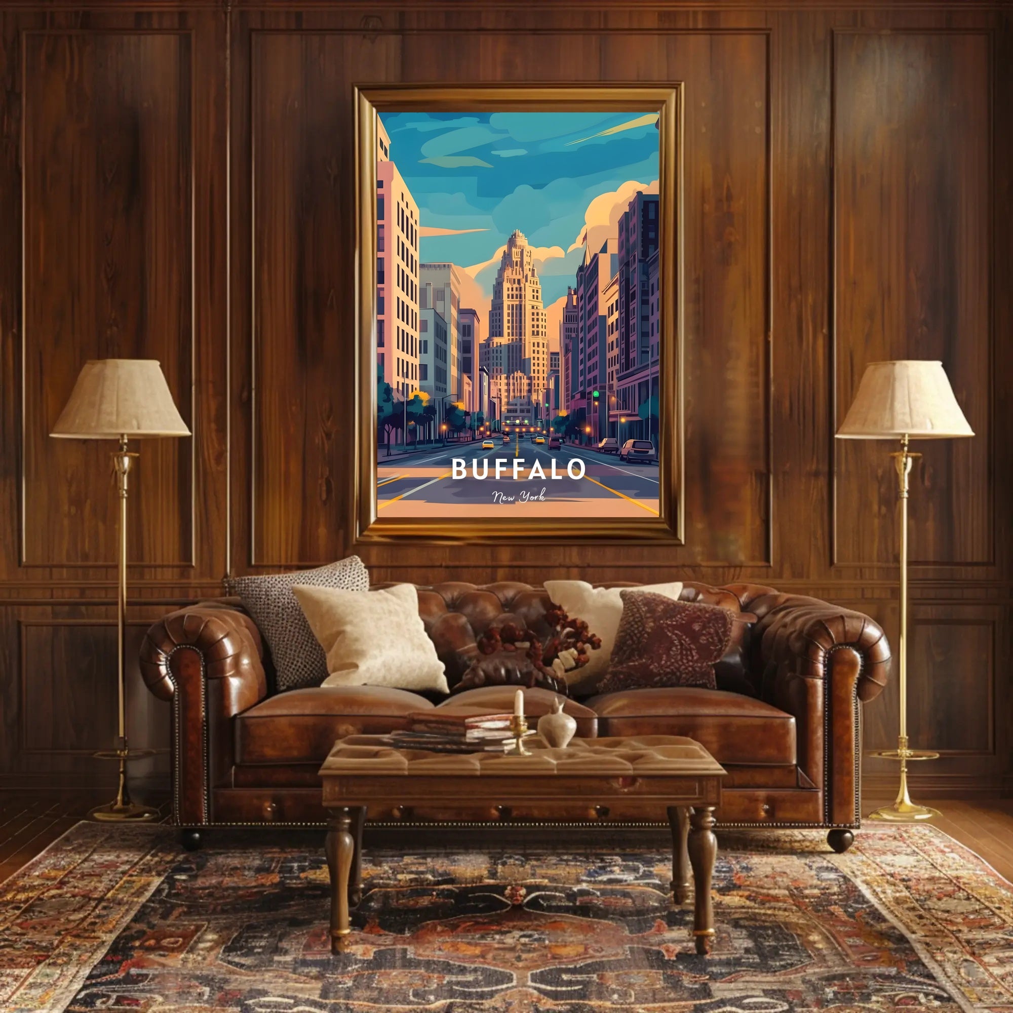 Buffalo Art Deco Urban Cityscape Poster Modern Wall Art