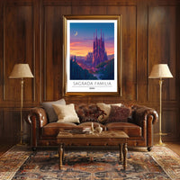 Sagrada Familia Twilight Travel Art Poster
