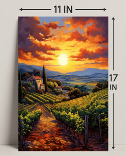 Sunset Over The Vineyard Poster
