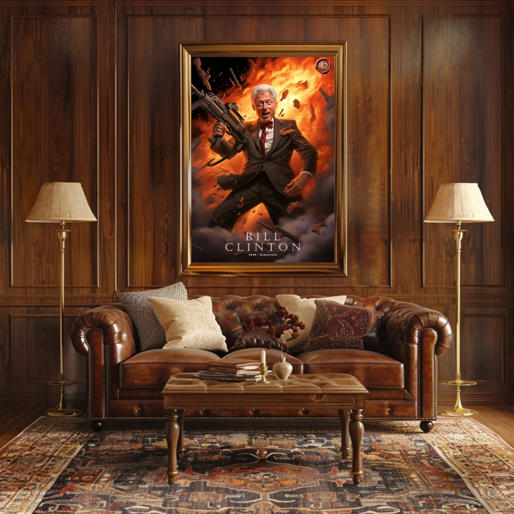 Bill Clinton Funny President Cartoon Poster