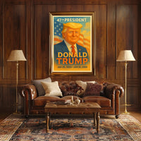 Commanding Presence Donald Trump and the American Banner Poster