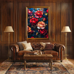 Roses and Stained Glass Artistic Poster