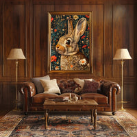 Whimsical Rabbit Floral Wonderland Poster