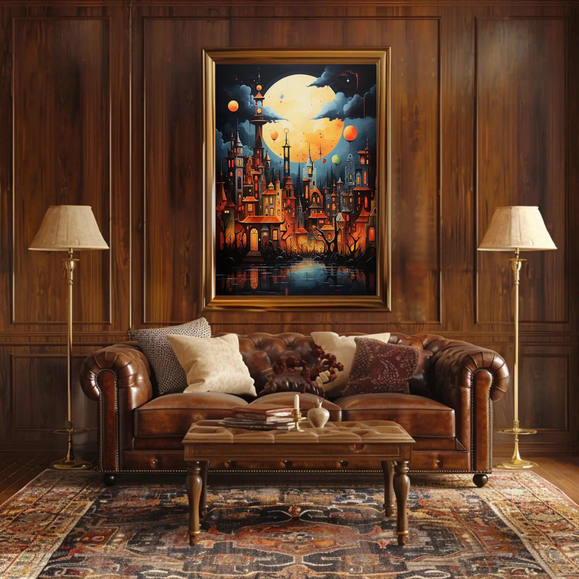Enchanted Moonlit Cityscape Poster