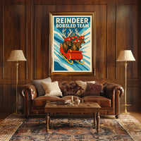 Reindeer Bobsled Team Poster