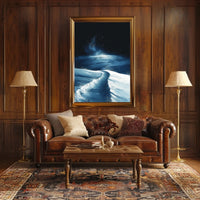 Serene Snowy Landscape Under Starry Sky Poster