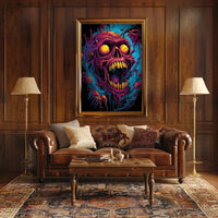 Fiery Skull Surreal Art Poster: Horror Fantasy Decor