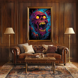 Fiery Skull Surreal Art Poster: Horror Fantasy Decor