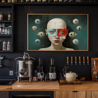 Surreal Bald-Faced Geometric Art Poster Futuristic Sci-Fi Poster