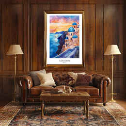 Santorini Sunset Poster